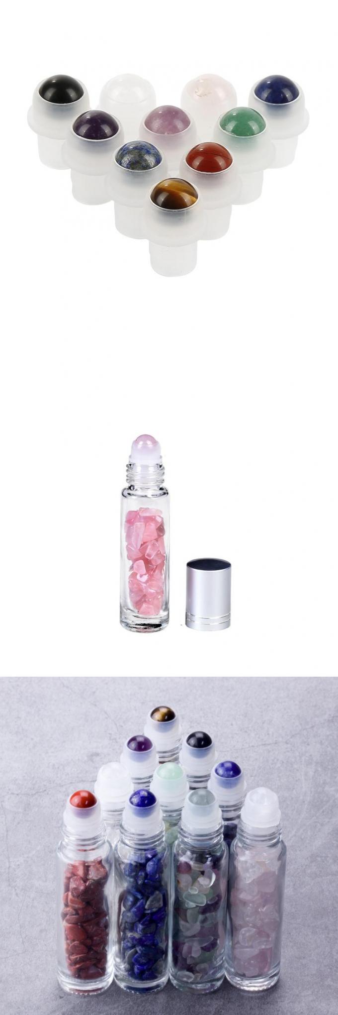 Production professionnelle Petite bouteille en rouleau sur bouchon de bouteille, bouteille en rouleau de pierre précieuse, bouteille en rouleau de 10 ml, bouteille en boule de jade 0