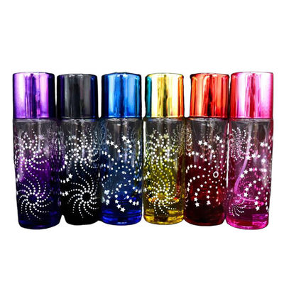 perfume spray bottle  screw glass bottles black blue red pink green cap plastic and metal