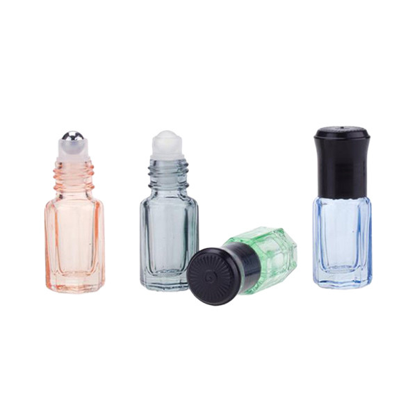3ml 6ml 10ml Color Octagon Roller Ball Tops For Essential Oil Bottles Glass Roll On
