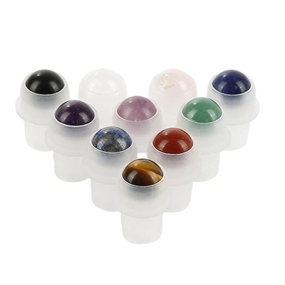 Bouteilles à bille en verre de 10 ml en gros avec bouchons, rouleau pratique et pratique sur bouteille en plastique, rouleau de pierres précieuses roses naturelles